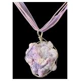 Lavender Gemstone Wire Wrapped Pendant Necklace