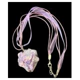 Lavender Gemstone Wire Wrapped Pendant Necklace