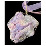 Lavender Gemstone Wire Wrapped Pendant Necklace