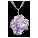Lavender Gemstone Wire Wrapped Pendant Necklace