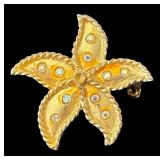 Set of 6 Vintage Gold Tone Brooches Assorted Designs