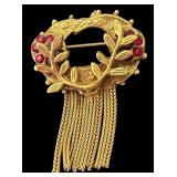 Set of 6 Vintage Gold Tone Brooches Assorted Designs