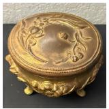Vintage K & Co. Ornate Gilded Jewelry Casket Box with Floral Design