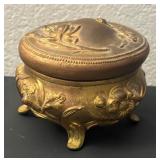 Vintage K & Co. Ornate Gilded Jewelry Casket Box with Floral Design
