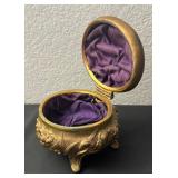 Vintage K & Co. Ornate Gilded Jewelry Casket Box with Floral Design