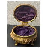 Vintage K & Co. Ornate Gilded Jewelry Casket Box with Floral Design