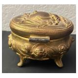 Vintage K & Co. Ornate Gilded Jewelry Casket Box with Floral Design