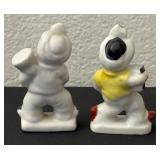 Pair of Vintage 3 Inch Ceramic Hand Painted Musician Figurines