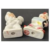 Pair of Vintage 3 Inch Ceramic Hand Painted Musician Figurines