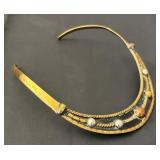 Set of 2 Alpaca Metal Collar Necklaces Including Embellished and Twisted Designs