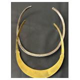 Set of 2 Alpaca Metal Collar Necklaces Including Embellished and Twisted Designs