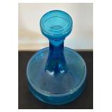 Vintage Belgian Blue Glass Decanter