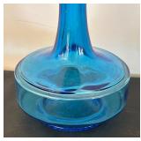 Vintage Belgian Blue Glass Decanter