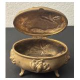 Vintage J.B. Art Nouveau Floral Jewelry Casket Box with Lid