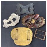 Collection of 5 Vintage Metal Belt Buckles, Mexico Marked, Various Designs