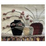 Vintage Woven Tapestry Wall Hanging with Vase Motif