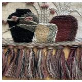 Vintage Woven Tapestry Wall Hanging with Vase Motif