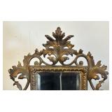 Ornate Vintage Brass Tabletop Mirror with Decorative Frame