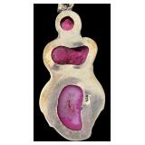 Sterling Silver Necklace with Dyed Pink Agate Pendant