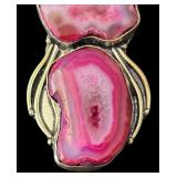 Sterling Silver Necklace with Dyed Pink Agate Pendant