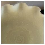 Vintage Fenton Uranium Glass Custard Bowl with Ruffled Edge