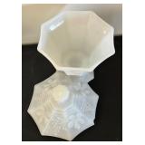 Set of 3 Vintage Milk Glass Compotes with Grape Motif Lids