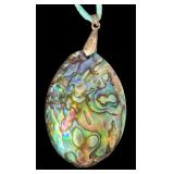 Abalone Pendant Necklace with Matching Earrings Set