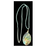Abalone Pendant Necklace with Matching Earrings Set