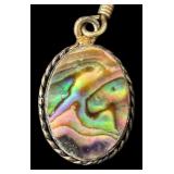 Abalone Pendant Necklace with Matching Earrings Set