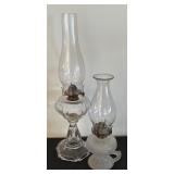 Pair of Vintage Glass Oil Lamps