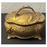 Antique JB Art Nouveau Jewelry Casket Box with Floral Design