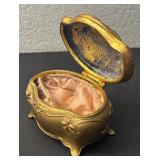 Antique JB Art Nouveau Jewelry Casket Box with Floral Design