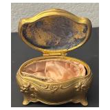 Antique JB Art Nouveau Jewelry Casket Box with Floral Design