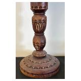 Vintage Hand-Carved Wooden Pedestal Vase