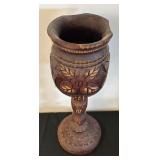 Vintage Hand-Carved Wooden Pedestal Vase