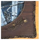 Vintage Original Painting of Blue Jay in Forest with Ornate Frame