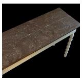 Vintage Granite Top Console Table with White Turned Legs