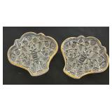 Lot of Vintage Pressed Glass Dishes and Platters with Gold Trim
