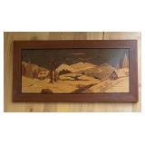 Collection of 3 Vintage Walter Kraft and Marquetry Pictures in Wood Decor