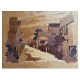 Collection of 3 Vintage Walter Kraft and Marquetry Pictures in Wood Decor