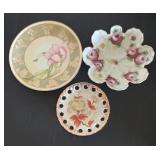 Set of 10 Vintage Handpainted Fruit and Floral Plates
