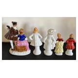Set of 5 Vintage Porcelain Colonial Figurines