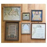 Collection of 6 Framed Vintage Inspirational and Sentimental Prints / Five Vintage Framed Mottos