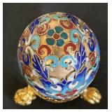 Decorative Cloisonne Egg with Ornate Stand