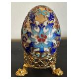 Decorative Cloisonne Egg with Ornate Stand