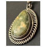 Navajo Style Green Turquoise Teardrop Sterling Silver Earrings
