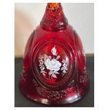 Vintage Fenton Ruby Red Hand Painted Glass Bell