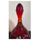Vintage Fenton Ruby Red Hand Painted Glass Bell