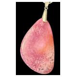 Pink Stone Pendant with Sterling Silver Chain