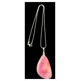 Pink Stone Pendant with Sterling Silver Chain